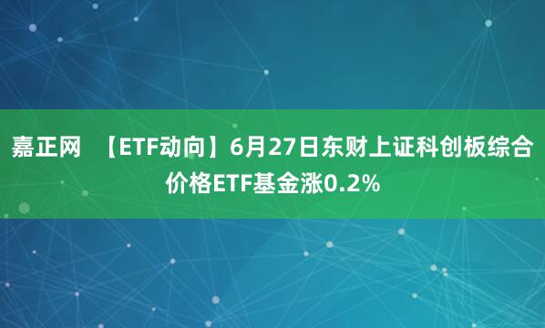 嘉正网  【ETF动向】6月27日东财上证科创板综合价格ETF基金涨0.2%